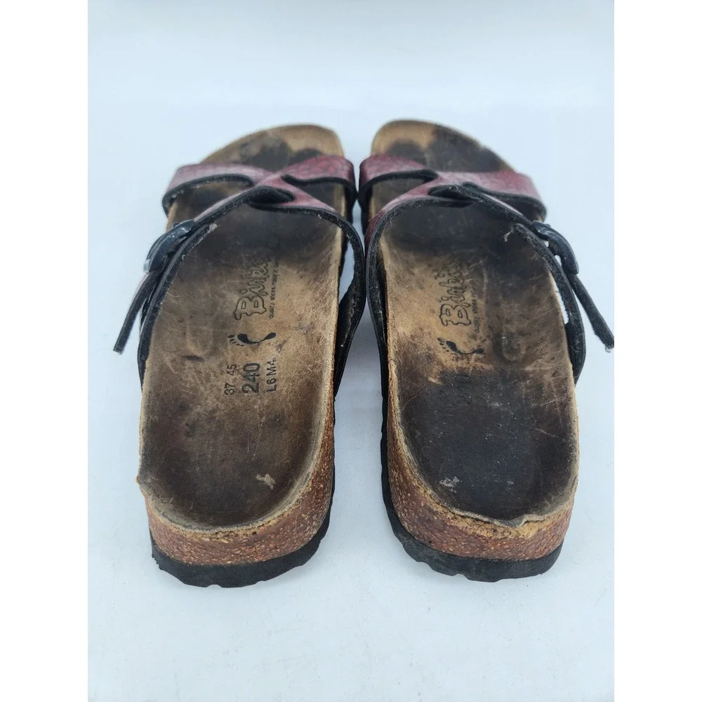 Birkenstock‎ Birki's Sylt Sandals Womens 37/US 6 Red Metallic Cross Strap Cork